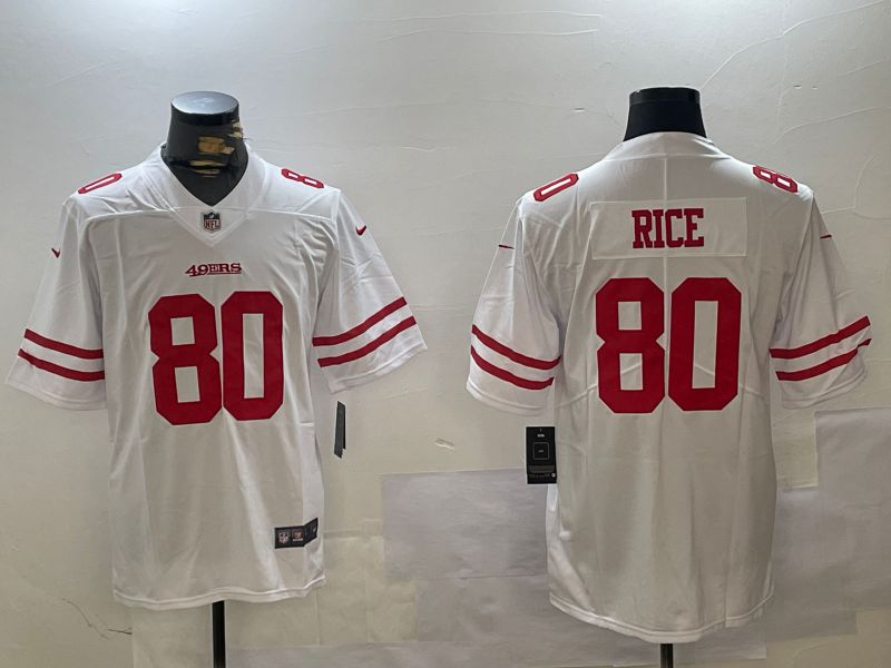 Men San Francisco 49ers #80 Rice White Second generations 2024 Nike Limited NFL Jersey style 1->san francisco 49ers->NFL Jersey
